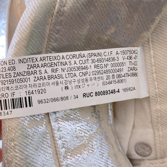 Zara Metallic Jeans NWOT Womens US 2 Silver The Boy Boy Fit Painted Blogger Fave - Picture 8 of 16